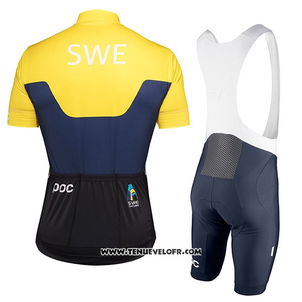 2017 Maillot Ciclismo Suede Jaune et Bleu Manches Courtes et Cuissard